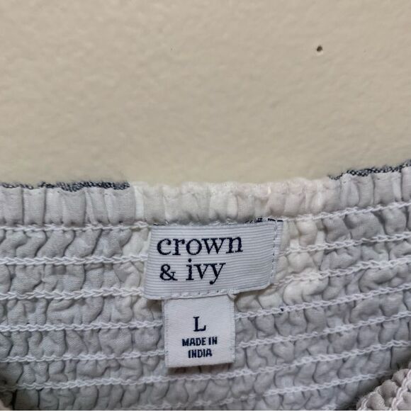 Crown & Ivy Blue and White Checkered Gingham Midi Dress size large - Picture 3 of 7